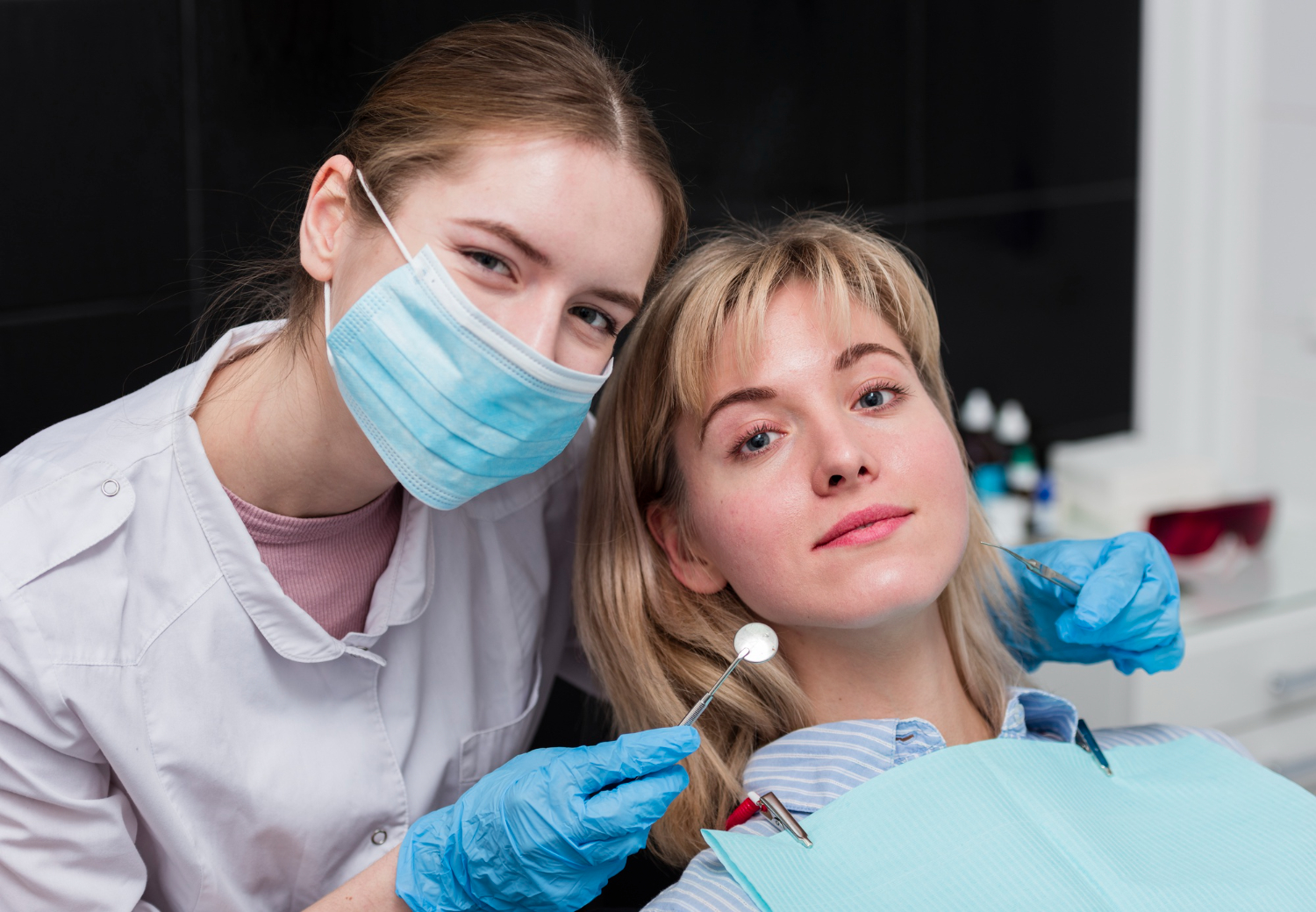 Dental patient receiving gum surgery care during a periodontal treatment and pain management consultation.
